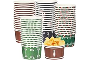 VISIVESSEL Disposable Football Themed Party Cups– Disposable Paper Football Themed Cups with 4 Designs for Football Party Decorations, Game Day, Birthday, Tailgate& Super Bowl Supplies (60pcs Bowls (9oz))