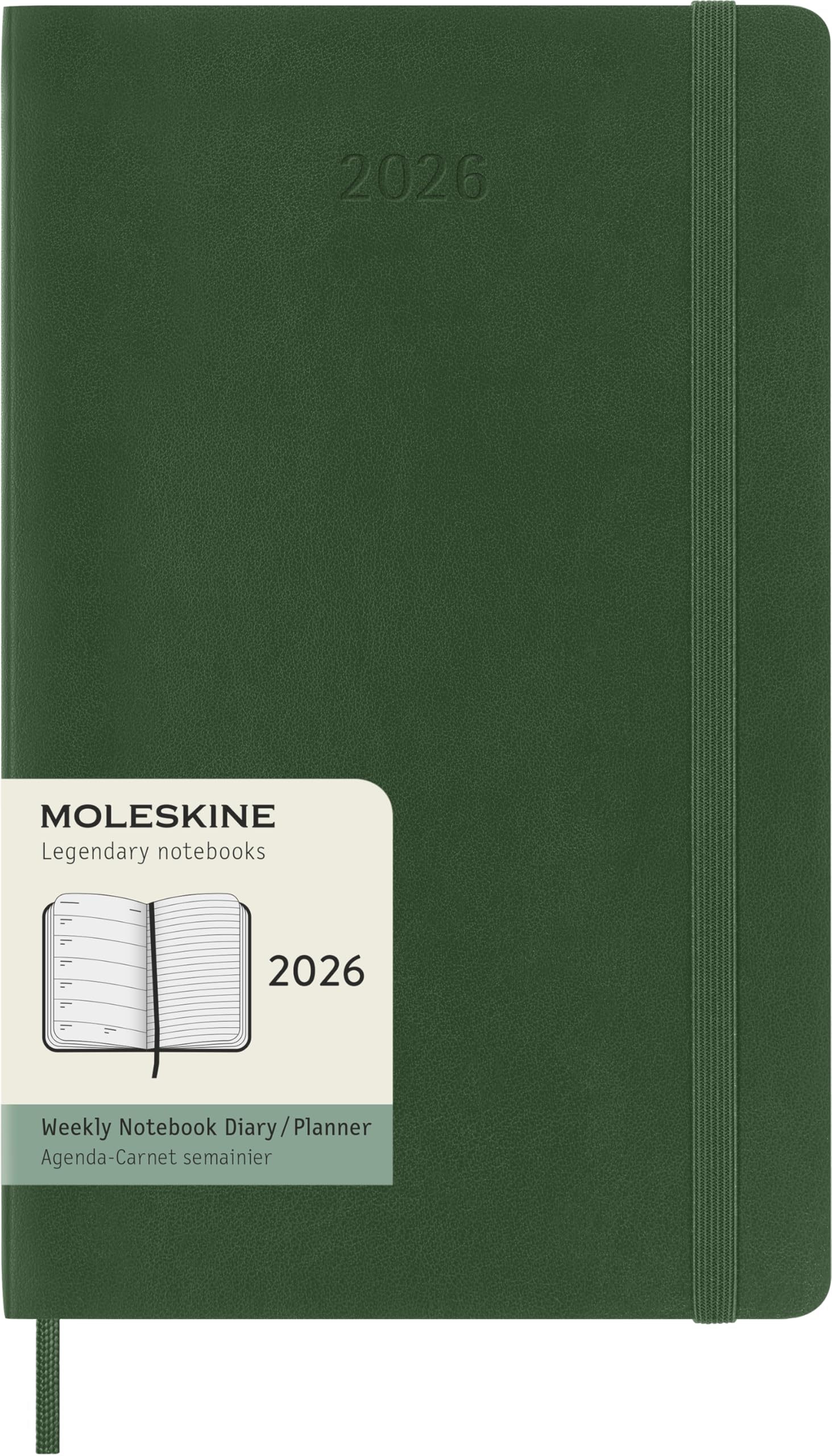 Moleskine Classic 12 Month 2026 Weekly Planner, Soft Cover, Large (5″ x 8.25″), Myrtle Green, 144 pages