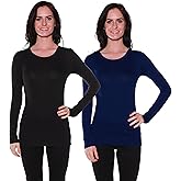 Active Products Women's Long Sleeve, 2 Pack - Black, Navy, Large