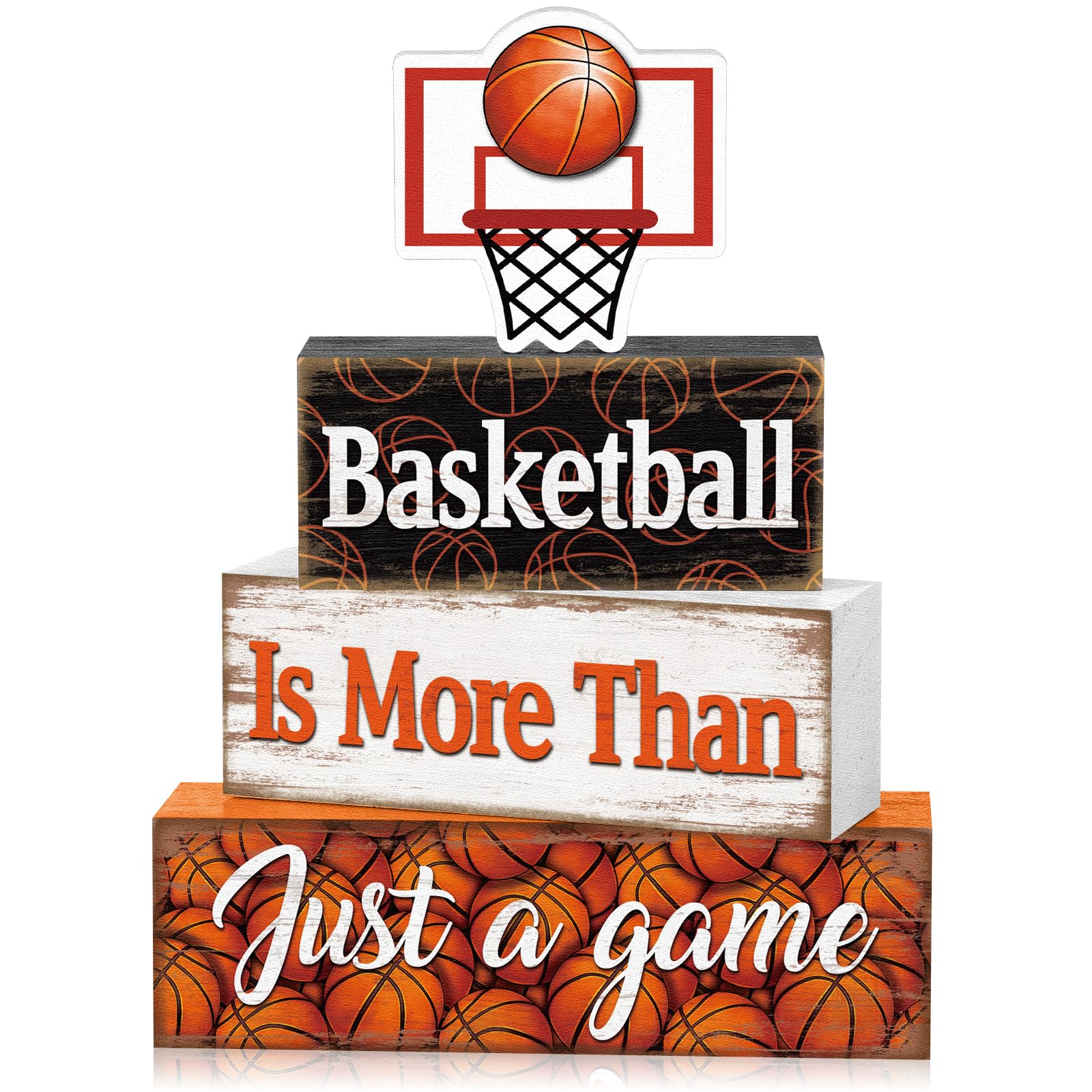 Photo 1 of Briwooody 4 Pcs Basketball Decorations 2026 Sport Tiered Tray Decor Ball Wooden Sign Blocks Basketball Room Decor Farmhouse Table Centerpieces for Home Shelf Locker Bedroom Senior Night Party Gifts