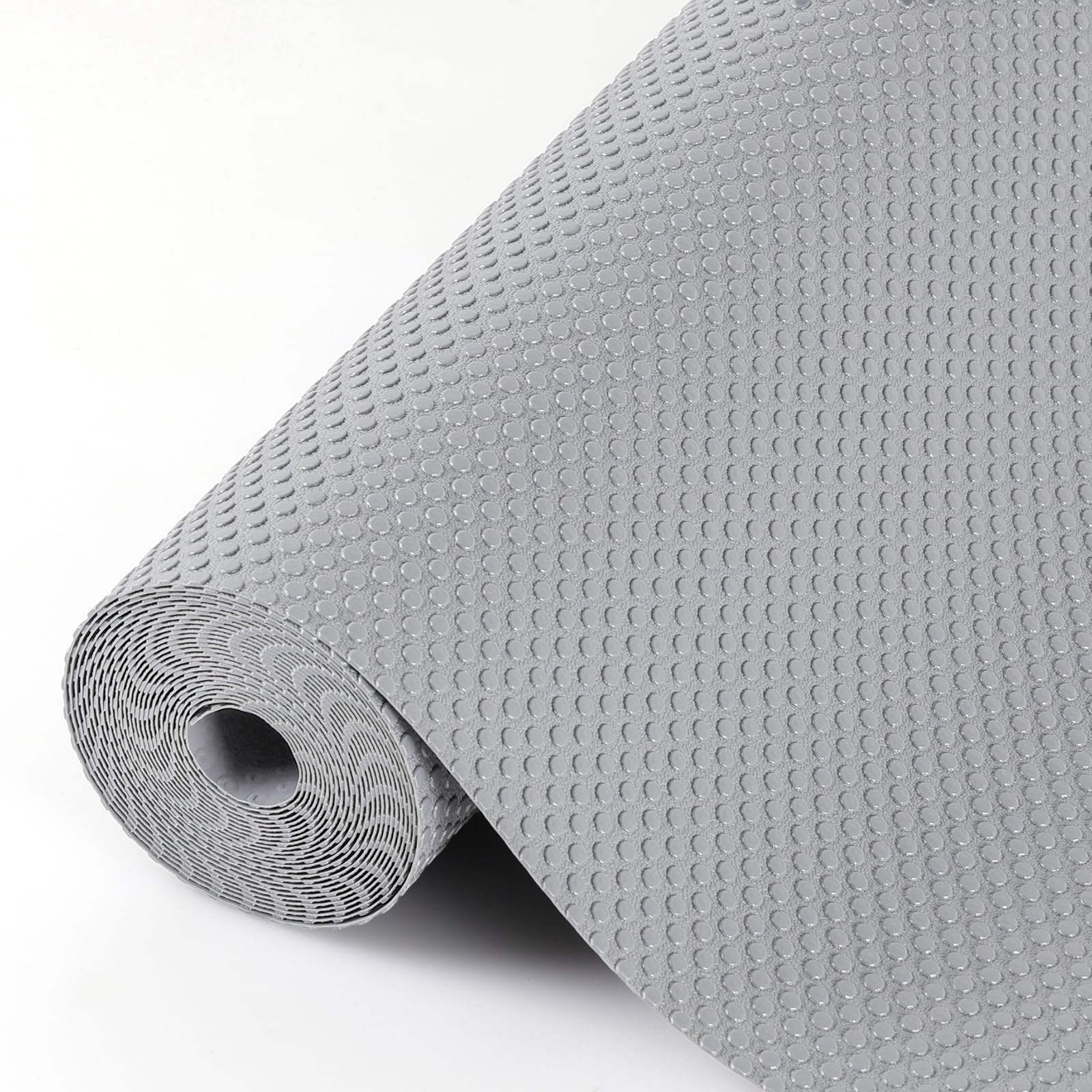 Drawer Liners, Hersvin 60cmx300cm Kitchen Shelf Liner EVA Non-Slip Non-Adhesive Waterproof Washable Cupboard Cabinet Liner Refridge Locker Mats Sink Protector for Home Office (Light Gray/Dot)