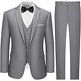 LUPURTY 3 Piece Suits for Men,Men's Suit Slim Fit,Business Solid One Button Wedding Tuxedo Blazer Vest Pants Set
