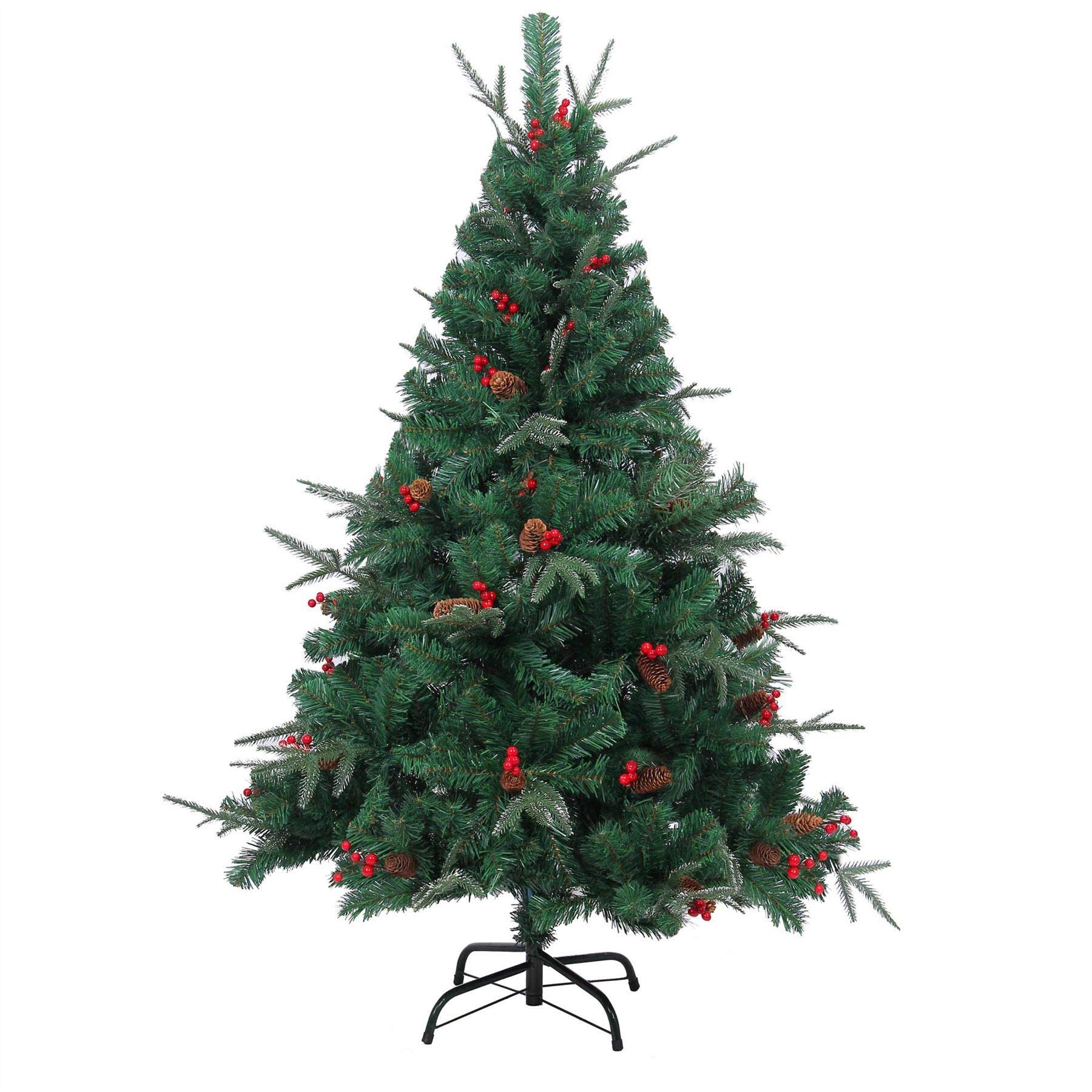 SHATCHI 8ft/240Cm Nordic Fir Artificial Christmas Tree Naturally Decorated with Pine Cones and Barries with Frosted Tips, Green