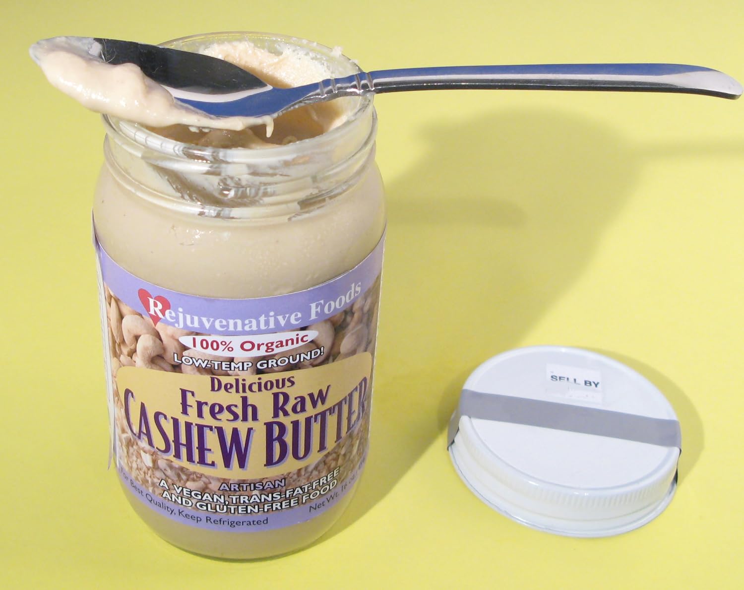 Amazon.com : Fresh-Pure-Raw Smooth Creamy Cashew Butter Rejuvenative Foods Organic Certified Low-Temp-Ground Artisan-Ayurvedic-Vegan In-Glass ...