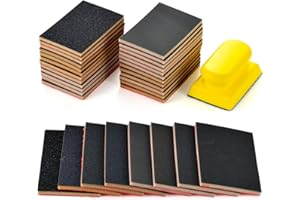 MAXMAN 24PCS Sanding Sponge Set,180-3000 Grit Soft Foam Hand Sander Block,3x4 Inch Wet Dry Sandpaper,Ultra Fine Sandpaper Sponge, Reusable Sanding Pads for Metal Wood Furniture Model Drywall Polishing