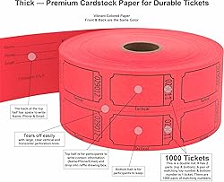 Tacticai 1000 Raffle Tickets, Blank, Red