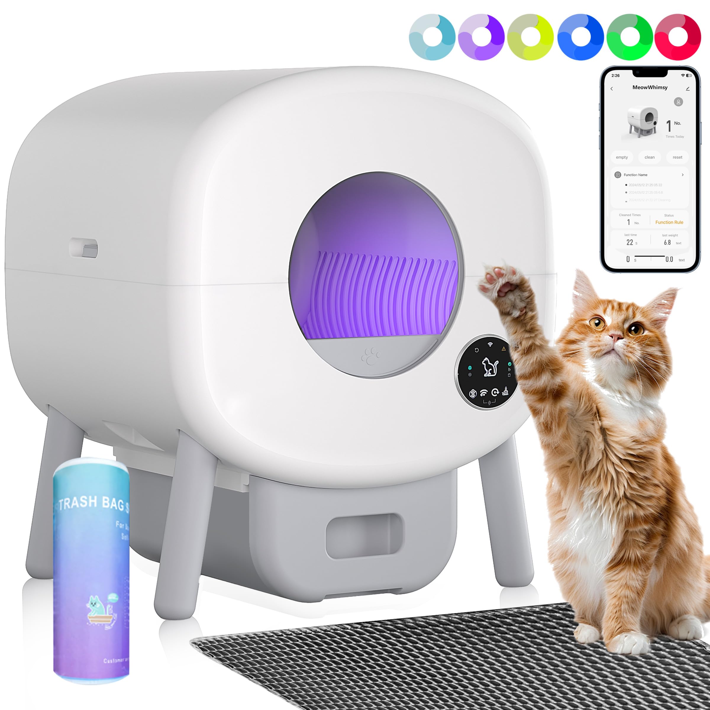 Photo 1 of Large Electric Kitty Litter Box-APP Control, Self-Cleaning Cat Litter Box, Automatic Litter Box-Robot for Multiple Cats,Odor-Free,Liner & Litter Mat & Aromatherapy Box