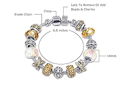 Savlano Silver Yellow Tone Charm Bracelet with