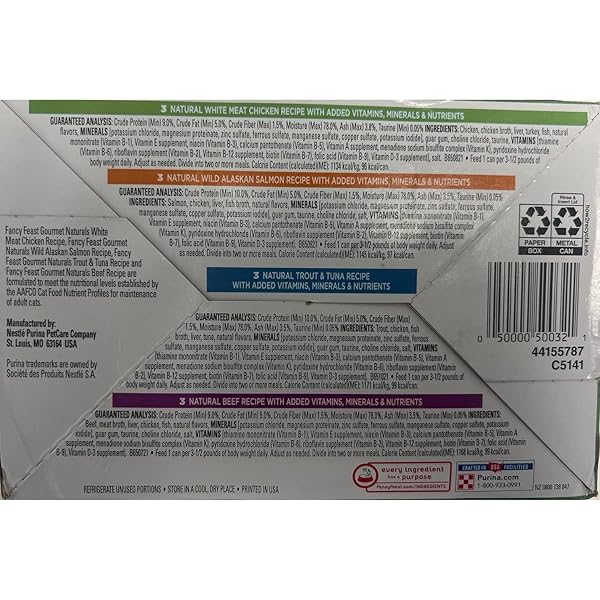 FANCY FEAST PURINA GOURMET NATURALS PATE` COLLECTION GRAIN FREE (12-3 OZ CANS)