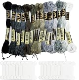 SZXMDKH Grey Embroidery Thread Kit 14 Skeins Cross Stitch Floss 8m Spools view 1