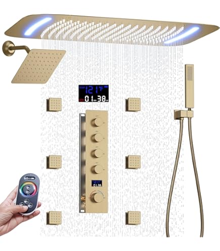 AYIVG Brushed Gold Thermostatic Shower System 16X24 inch