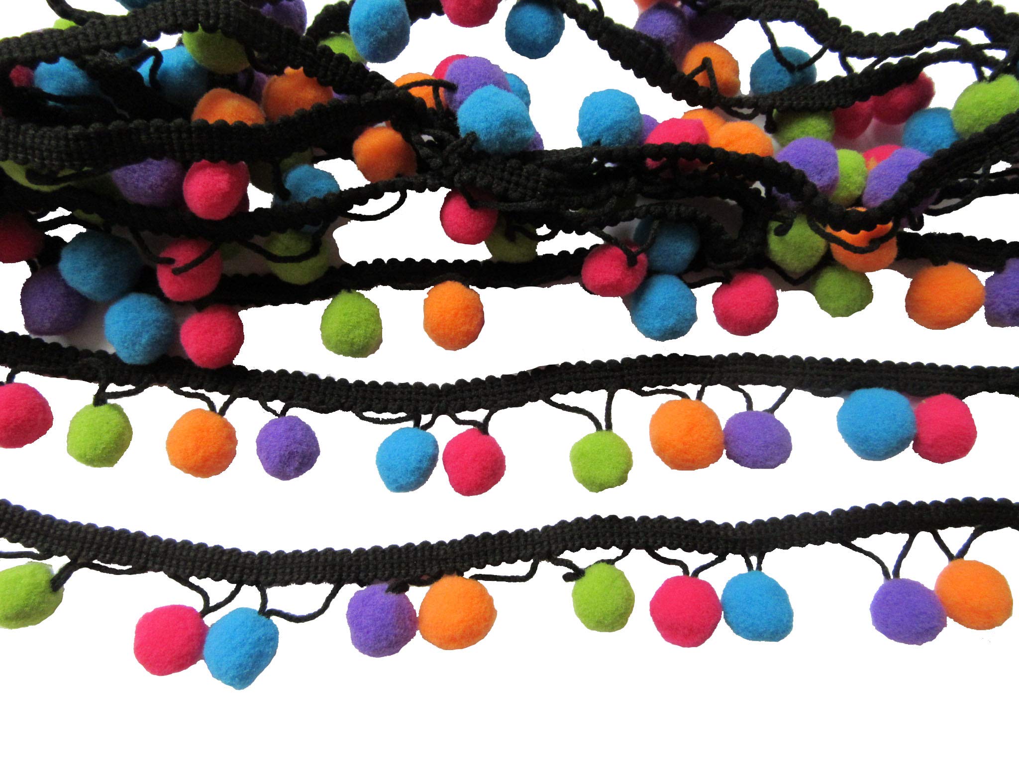 YYCRAFT 4.5 metres(5 Yards) Multicolor Pom Pom Ball fringe Trim Ribbon Sewing