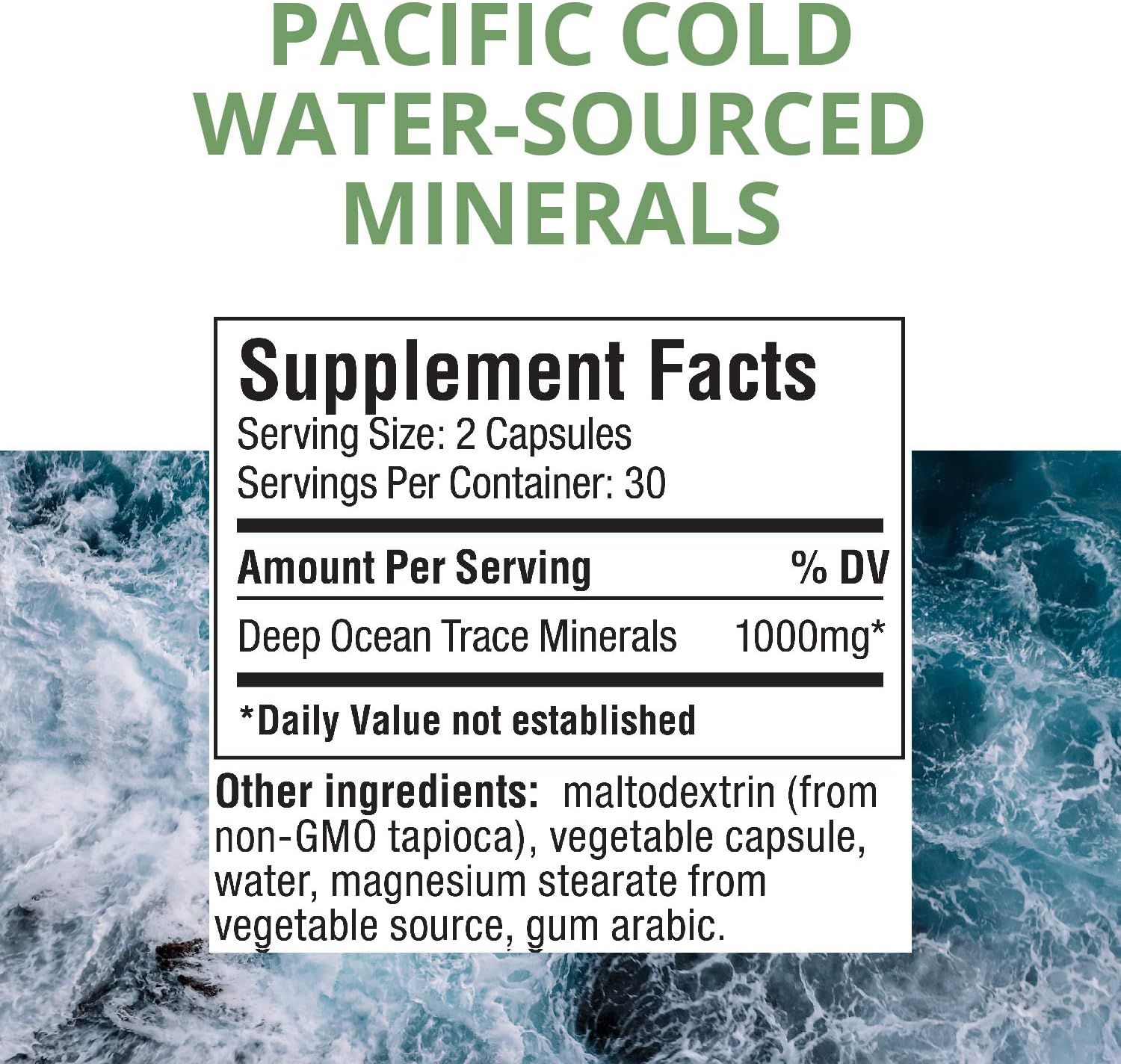 NutraMedix Deep Trace Ocean Minerals - Essential Trace Mineral Blend with Zinc, Potassium, Boron, Manganese & Phosphorus (60 Vegetarian Capsules): Health & Personal Care