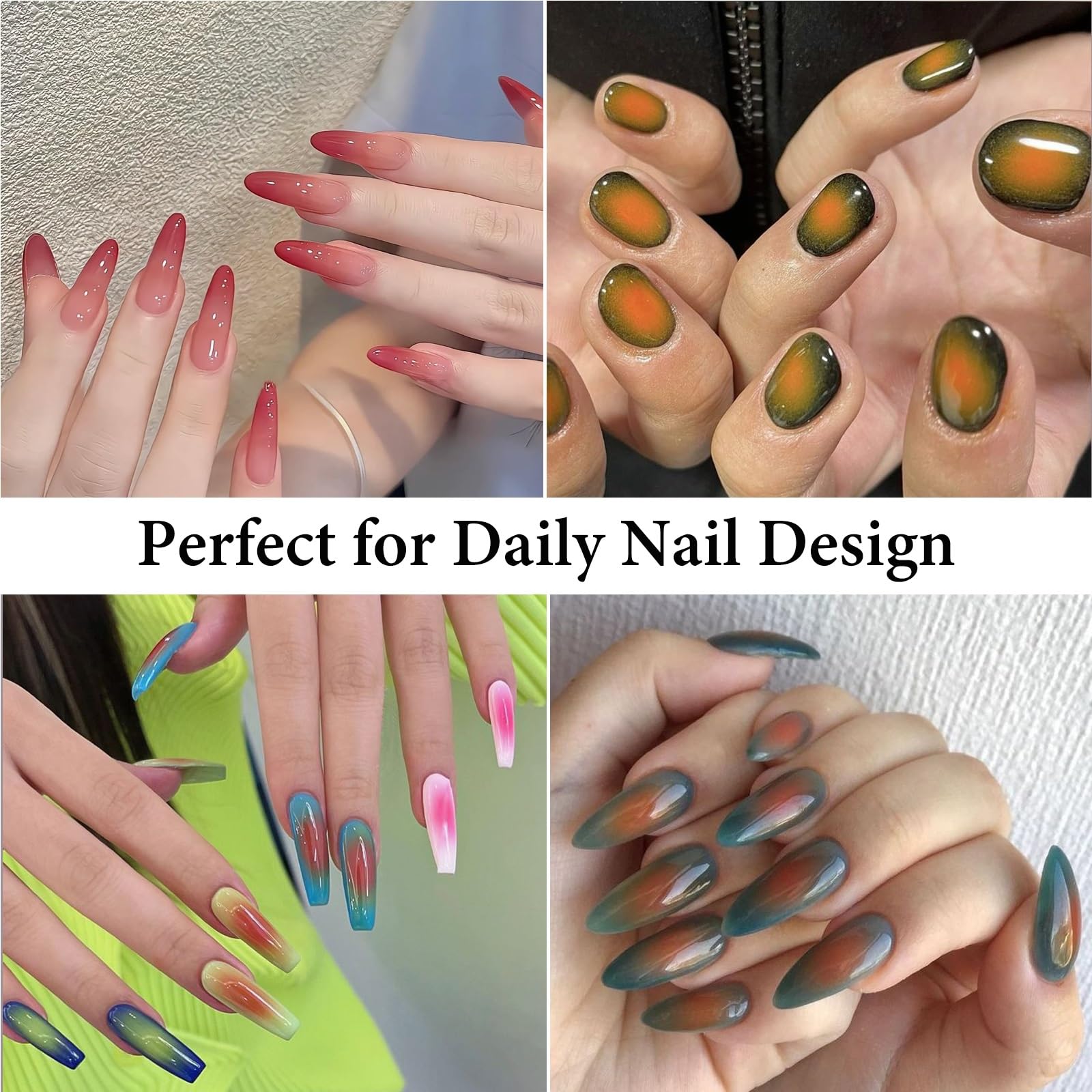 SUTOKAKA Ombre Nail Pigment Powder Set 9 Colors Solid Gradient Nail Powder Palette Colorful Nail Glitter Rub on Dust for Aura Nail Art Design Manicure Accessories - Image 2