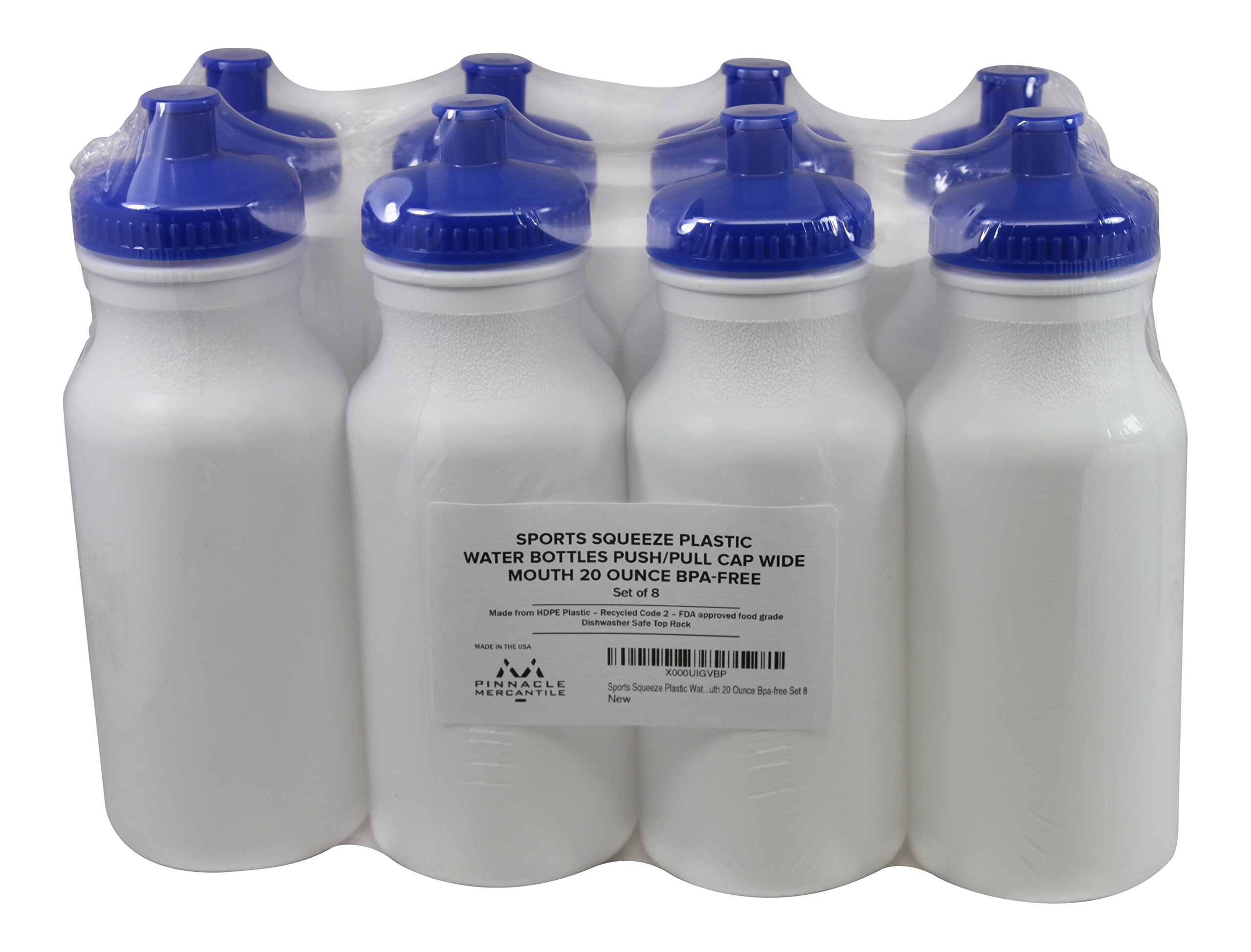 Sports Squeeze Plastic Water Bottles Push/Pull Cap 20 Ounce BpaFree