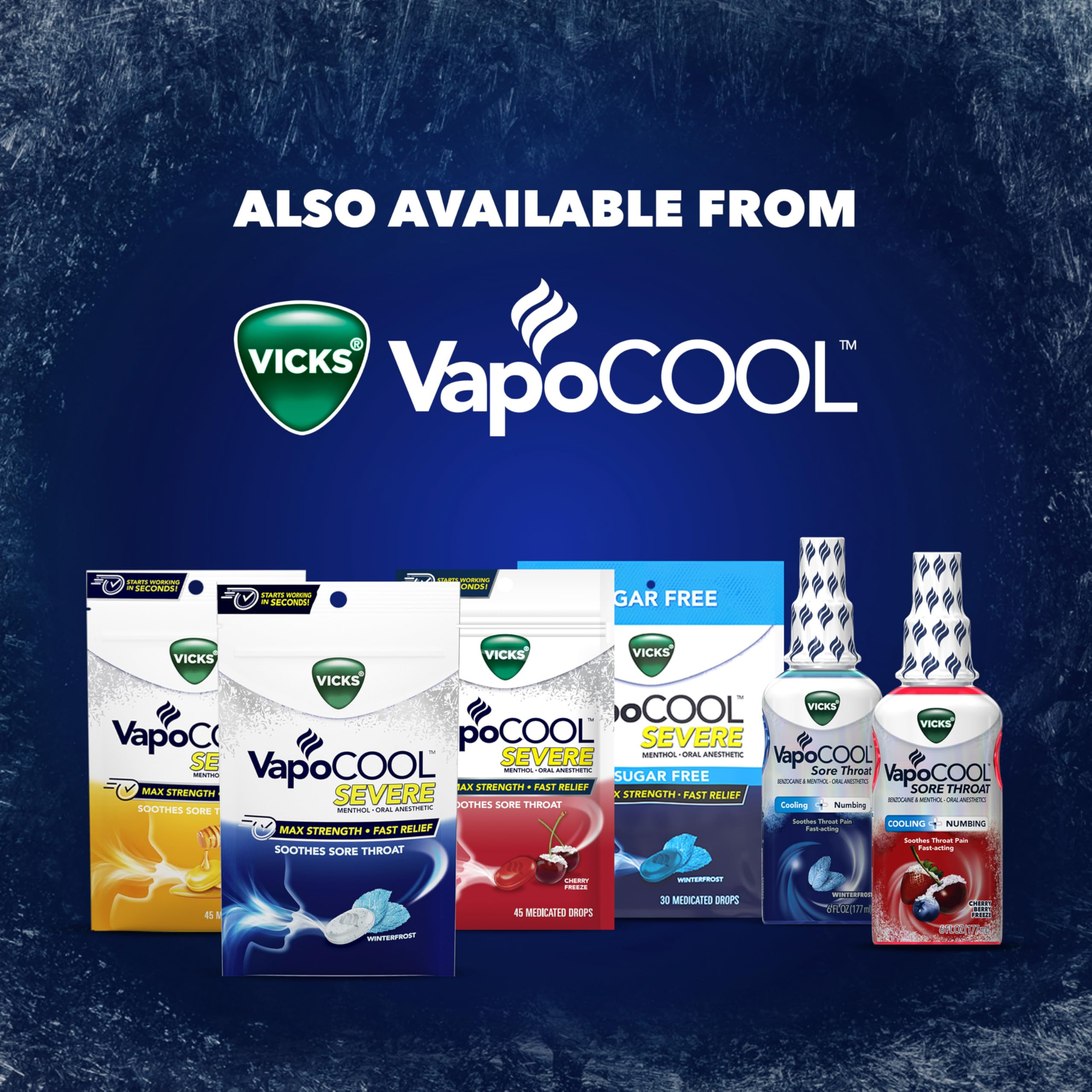 Vicks VapoCOOL Sore Throat Spray, Powerful Sore Throat Numbing Relief, Soothes Throat Pain, Fast-Acting, with Benzocaine & Menthol - Oral Anesthetics, Winterfrost Flavor, 6 FL OZ