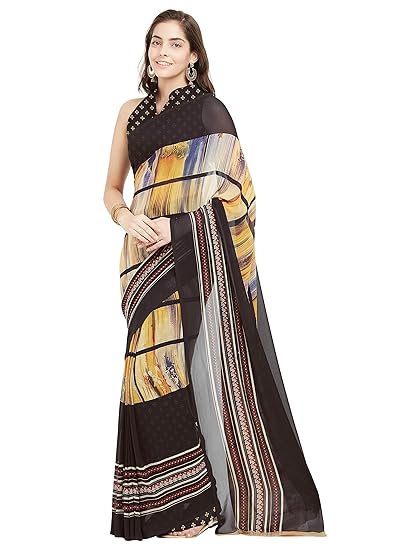 Womens Faux Georgette Printed Saree (8334_With Color Options_Free Size)