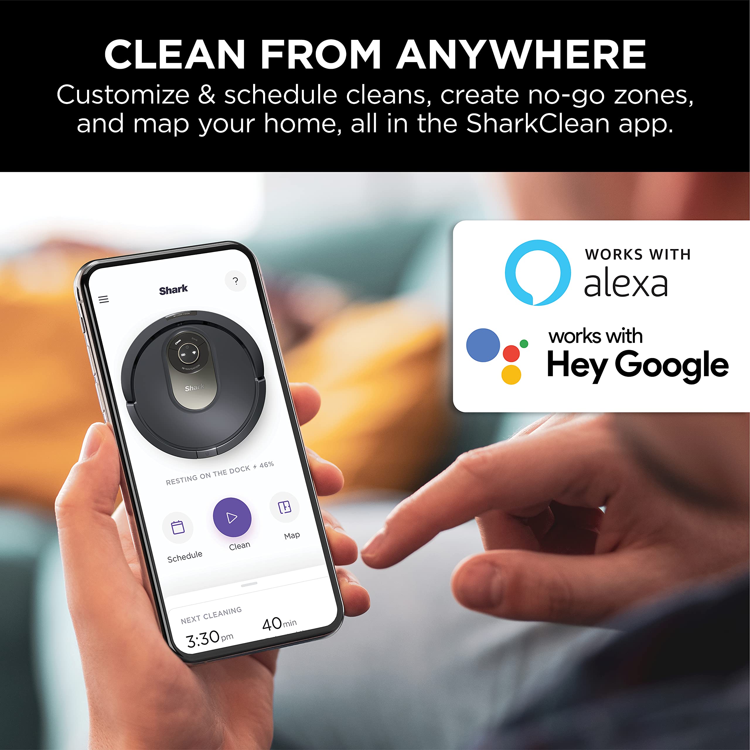 Shark AV2001 AI Robot Vacuum with Self-Cleaning Brushroll, Object Detection, Advanced Navigation, Home Mapping, Perfect for Pet Hair, Compatible with Alexa, Gray - View 6