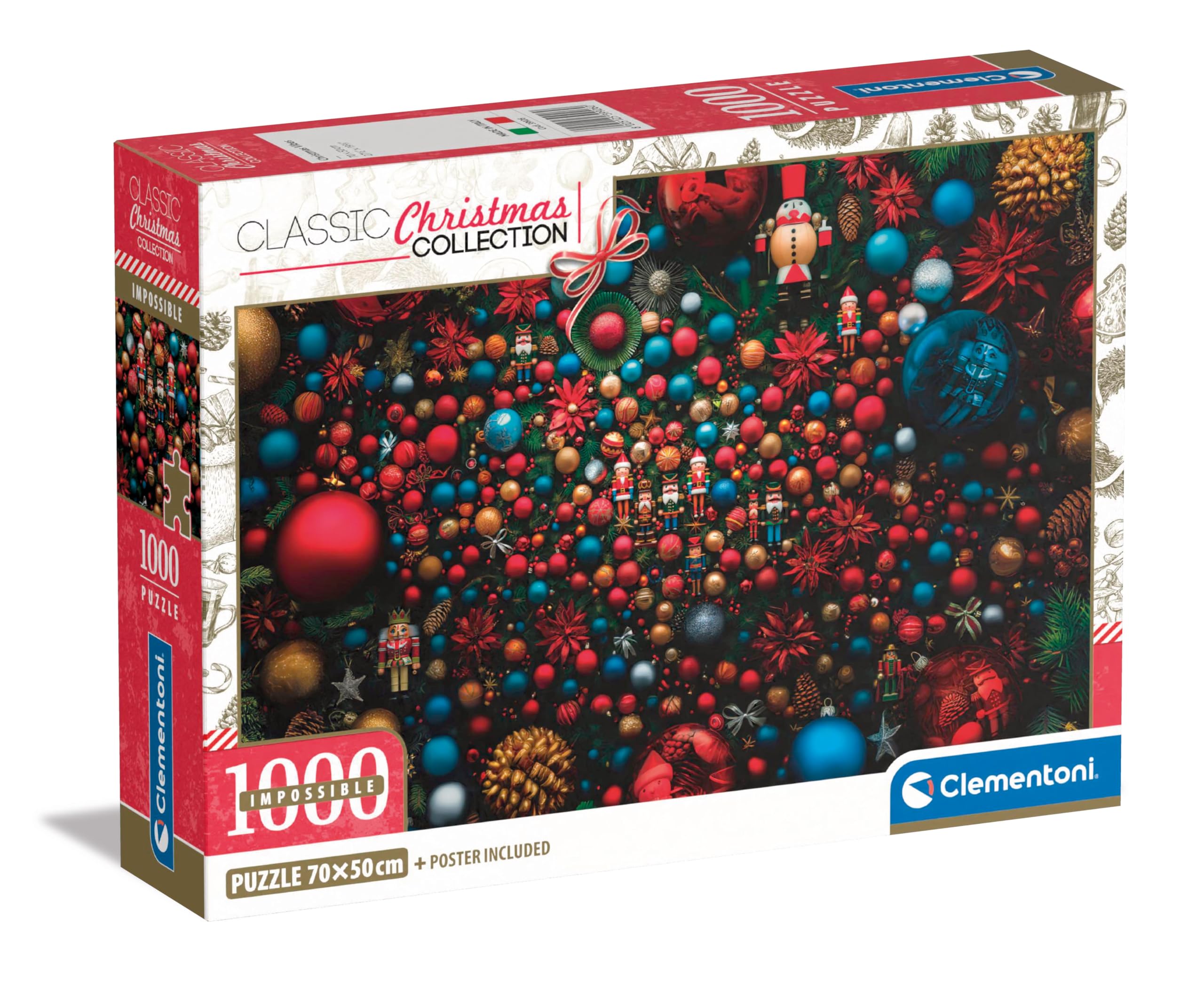 Clementoni Jigsaw Puzzle Impossible Christmas Vibes 1000 Pieces - Compact Box, Poster Included, Puzzle For Adults 14-99 Years, Gift For Men/Women, Hard Jigsaw, Difficult Puzzle, Made In Italy, 39926