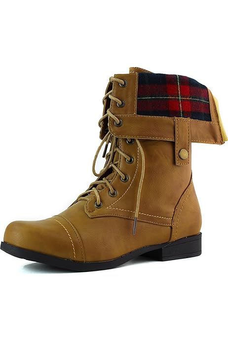 boots with plaid cuff