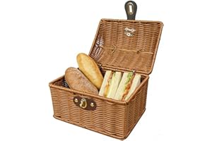 Picnic Basket with Handle – Vintage Bread Carrier | Vintage Picnic Basket for Carrying Food and Bread, Perfect for Easter, Ho