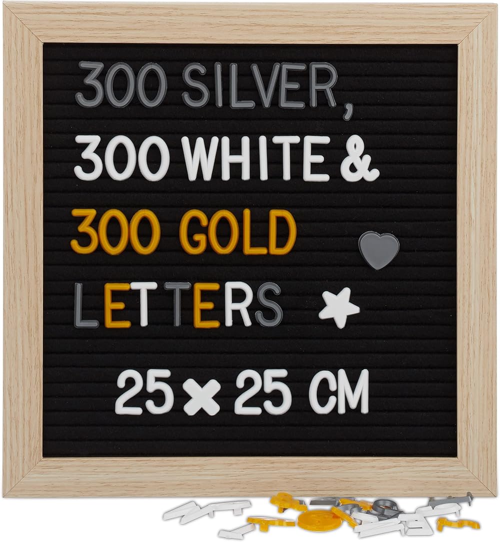 Relaxdays Black Changeable Board 25x25cm Retro Pegboard with 900 Symbols