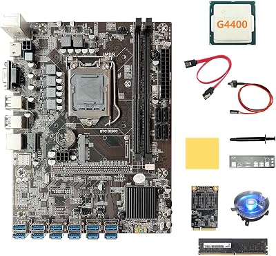 Lodokdre B250C 12USB ETH Miner Motherboard G4400 CPU 128G SSD 8GB DDR4 RAM