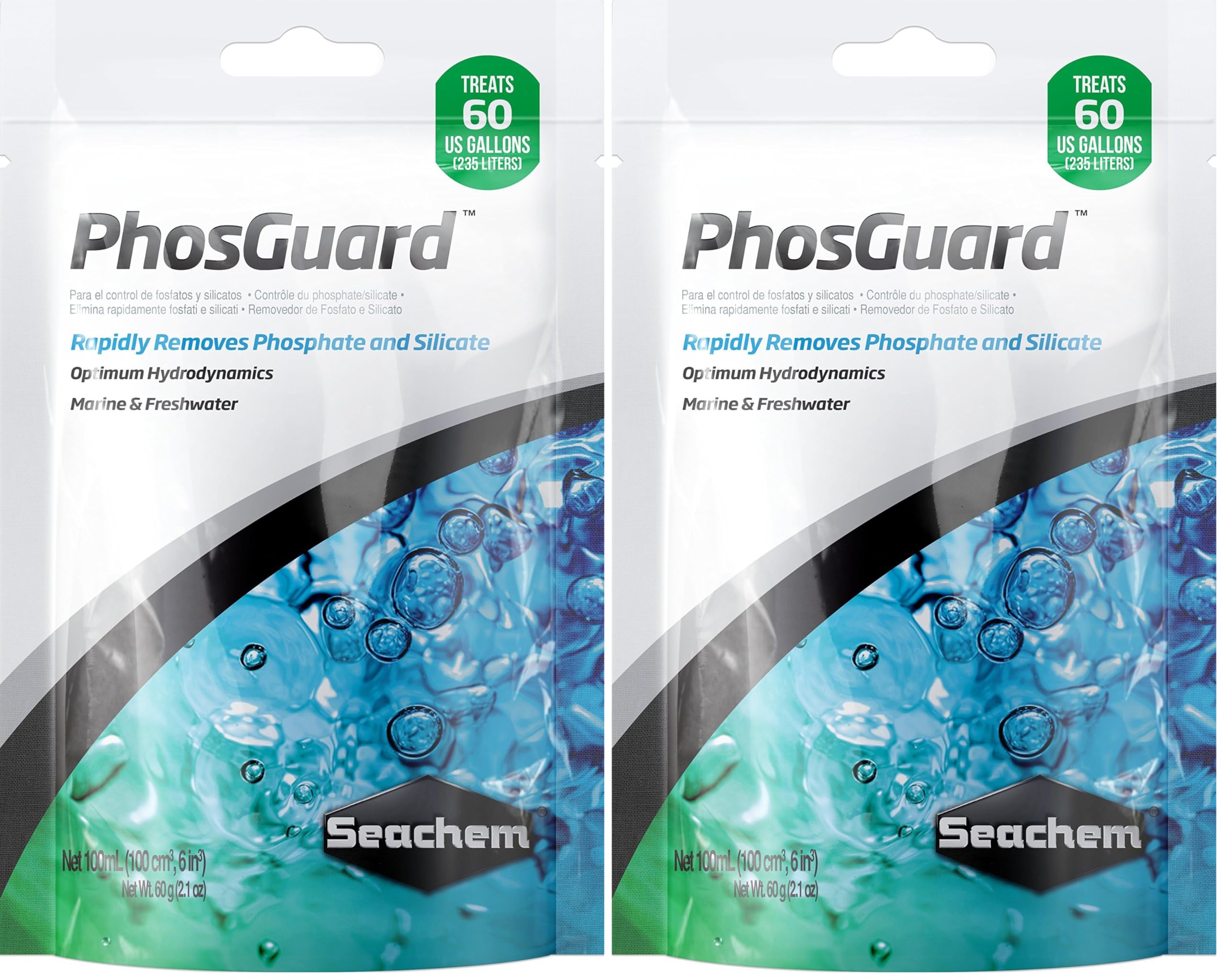 Seachem PhosGuard Phosphate and Silicate Remover, 100 ml (Pack of 2)