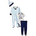 Gerber Baby Boys' 4-Piece Sleep 'N Play, Onesies, Pant and Cap