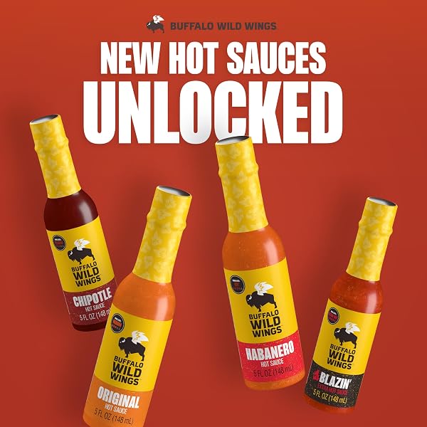 BUFFALO WILD WINGS CHIPOTLE HOT SAUCE, 5 FL OZ, MEDIUM HOT DIPPING SAUCE, MARINADE AND SEASONING FOR CHICKEN WINGS AND PORK RIBS, MADE WITH CHIPOTLE PEPPERS