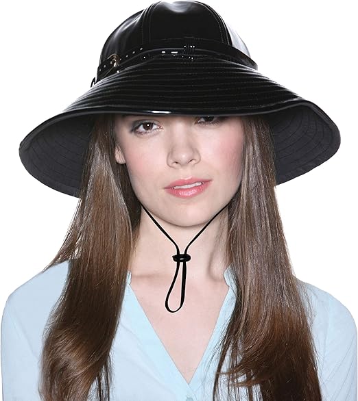 women's rain hat with chin strap