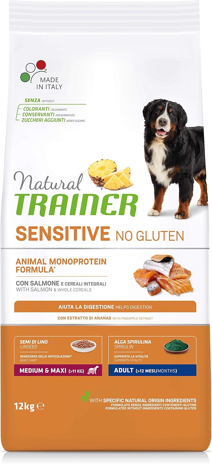 Natural Trainer Sensitive No Gluten Adult Dog Food with Salmon - 12 kg, Lamb, 12 kg (Pack of 1)