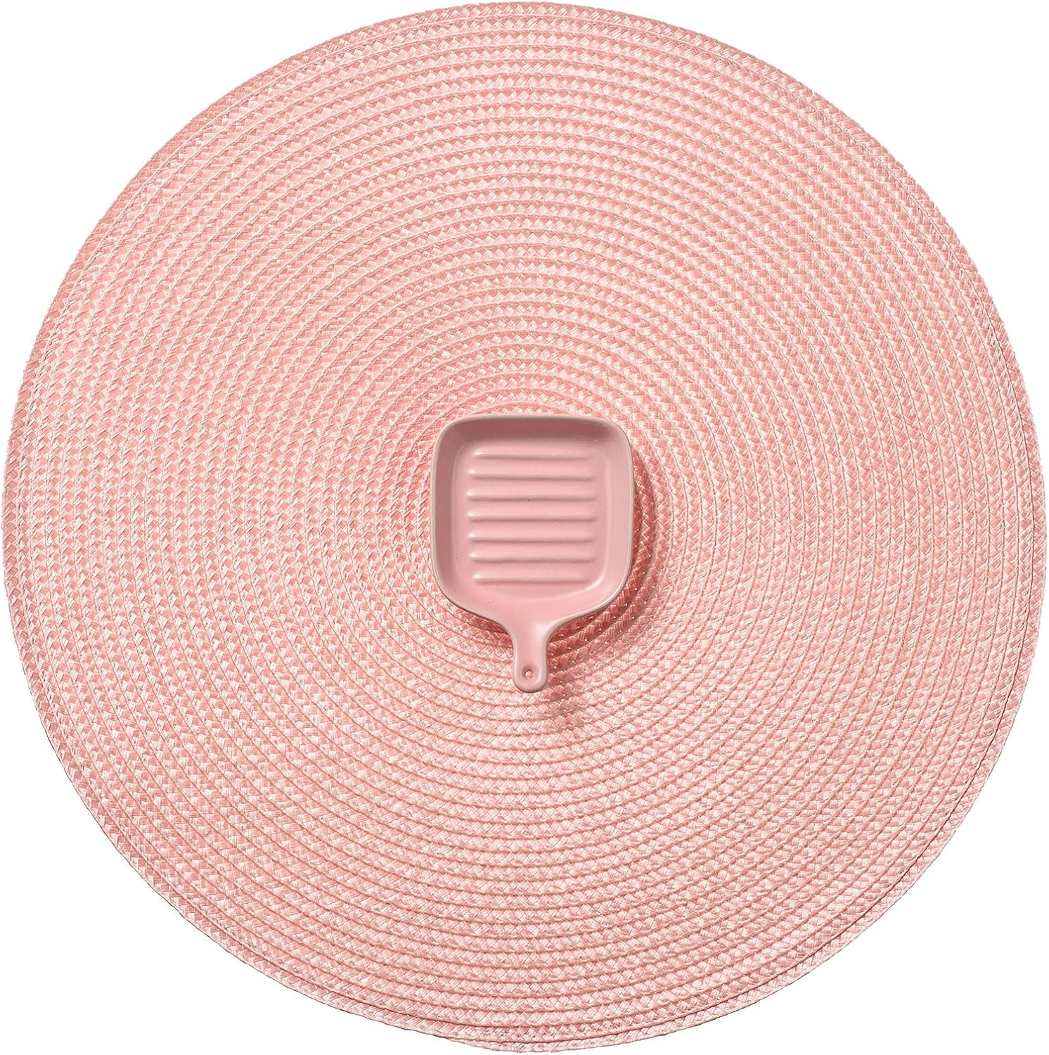 AHHFSMEI Round Braided Placemats 15 Inch Round Table Mats for Dining Tables Woven Heat Resistant Place mats Set of 6 (Pink): Home & Kitchen