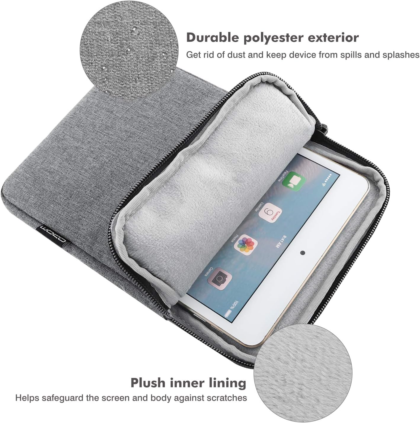 MoKo 7-8 Inch Tablet Sleeve Bag, Polyester Pouch Cover Case Fits iPad Mini (6th Gen) 8.3" 2021, iPad Mini 5/4/3/2/1 - Image 4