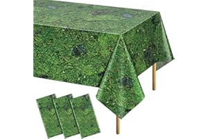 YIDAKO 3Pcs Green Moss Plastic Tablecloths Green Grass Green Leaf Table Cloth Disposable Rectangle Table Cover for Picnic Nature Forest Jungle Theme Party Decorations, 54 X 108inch