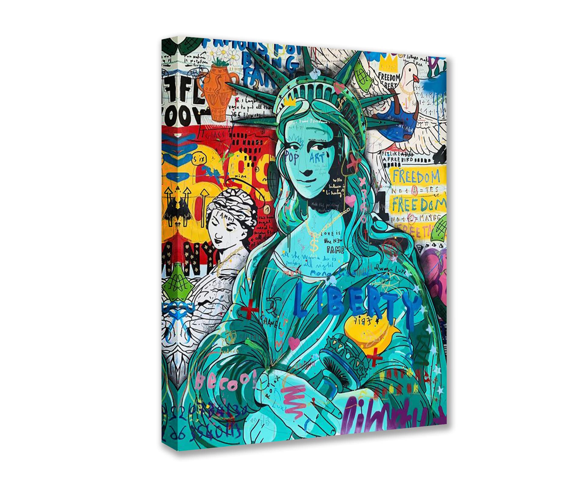 Tucocoo Living Room Wall Decor Creative Graffiti Pictures Abstract Colorful Paintings 1 Panel Canvas Pop Art Modern Artwork Home Decorations Wooden Framed Ready to Hang Posters and Prints 12x16inch