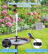 SZMP Solar Fountain Pump Kit 2026 Upgraded 10 Nozzles 9.84ft Cord Glass Panel view 3