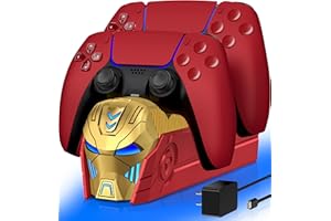 PS5 Controller Charger Station Compatible with PlayStation 5 Dualsense Controllers, PS5 Charging Dock with Charging Adapter f