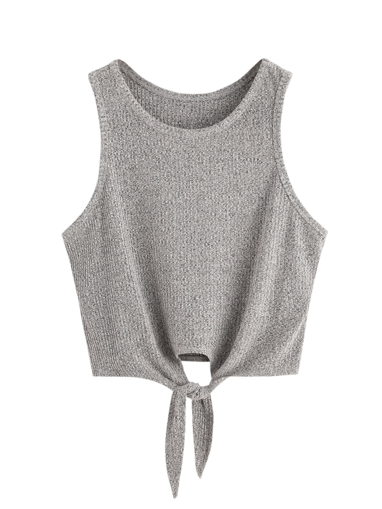 SweatyRocks Crop Top Women Vest Ribbed Tank Top, Grey, Medium