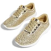 BELOS Women's Glitter Shoes Sparkly Lightweight Metallic Sequins Tennis Shoes Casual Retro Braided Walking Shoes