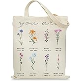 KONSOM Tote Bag for Women, Canvas Tote Bag with Pockets,Canvas Shopping Bags,Reusable Grocery Bags