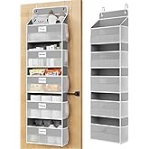 Optish Over The Door Organizer Hanging, 5 Shelf Behind The Doors Storage, Pantry Door Organizer, Closet Organizers for Bedroom and Nursery (Grey)