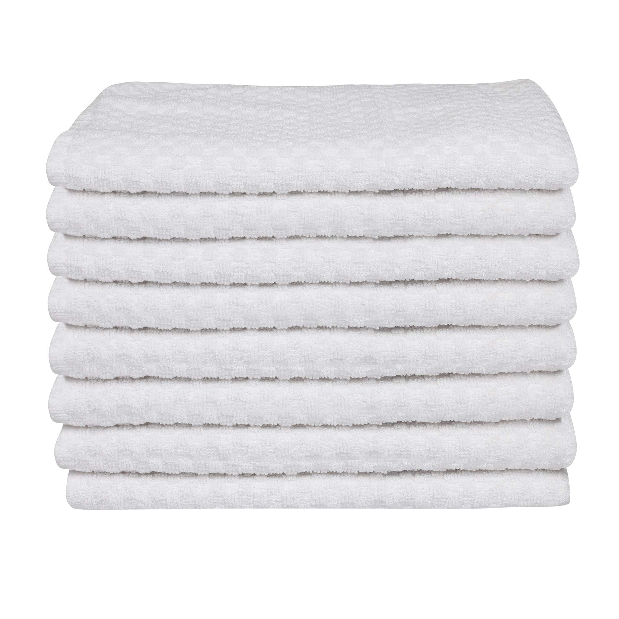 Photo 1 of DG Collections White Kitchen Towels - 100% Cotton Terry Tea Towels for Cleaning, Drying, and Highly Absorbent Kitchen Dish Cloth for Bar Cleaning - 8 Pack - 15 x 25 Inches