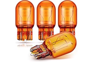 Kittmip 4 Pack 7444NA LED Bulbs 7444NA Long Life Miniature Bulbs Amber T20 12v 21/5w Automotive Lighting Reverse Lights Strobe Brake Backup Tail Turn Signal Replacement Interior Lighting Side Lights