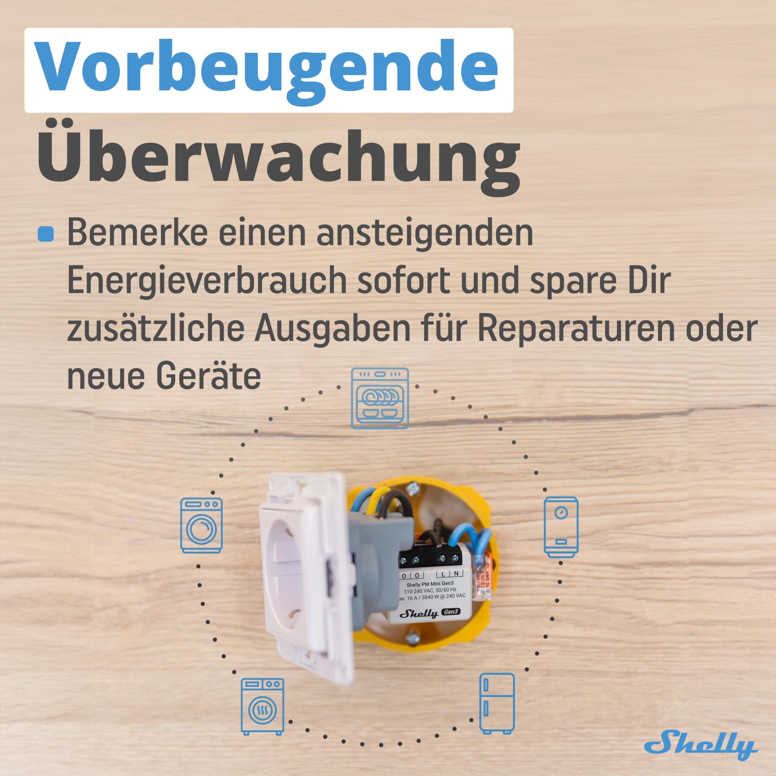 Shelly PM Mini Gen3 - WLAN Smarter Stromzähler, 1 Kanal, 16A, kein Relaisschalter, Leistungsmessung, Echtzeit-Energiezähler, kein Hub Erforderlich, Alexa & Google Home, Hausautomation 5