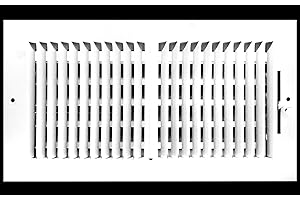 HVAC Premium 14''w X 6''h 2-Way-Flat Stamped Steel - Vent Cover - Grille Register - Sidewall or Ceiling - High Airflow - White [Outer Dimensions: 15.75''w X 7.75''h]