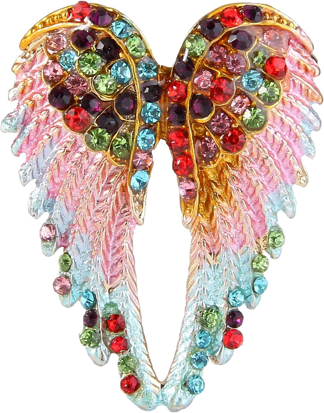 Ever FaithWomen's Austrian Crystal Enamel Lovely Angel Wings Brooch Pin