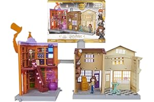Wizarding World Harry Potter, Magical Minis Diagon Alley 3-in-1 Playset with Lights & Sounds, 2 Figures, 21 Accessories, Kids Toys for Ages 6 and up