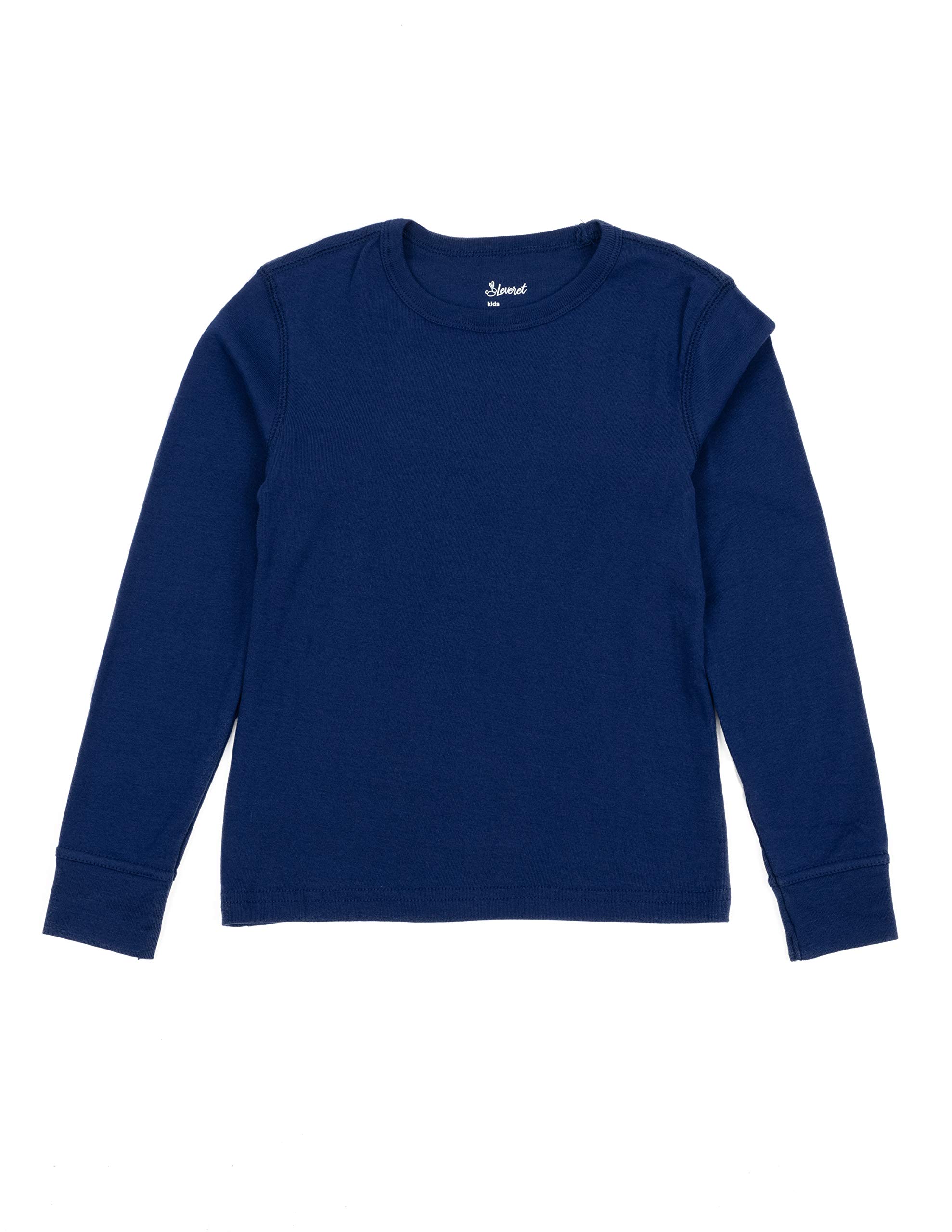 Leveret Kids Long Sleeve Cotton T-Shirt True Navy