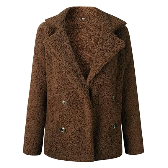 ZIYYOOHY Damen Mantel Teddy Cardigan Faux Für Revers Oversize Plüschjacke Winterjacke Kurz Coat Parka Outwear Mit Tasche
